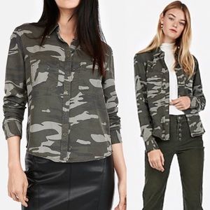 EXPRESS | Silky soft twill camo boyfriend shirt